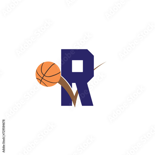 Letter R with basketball logo.