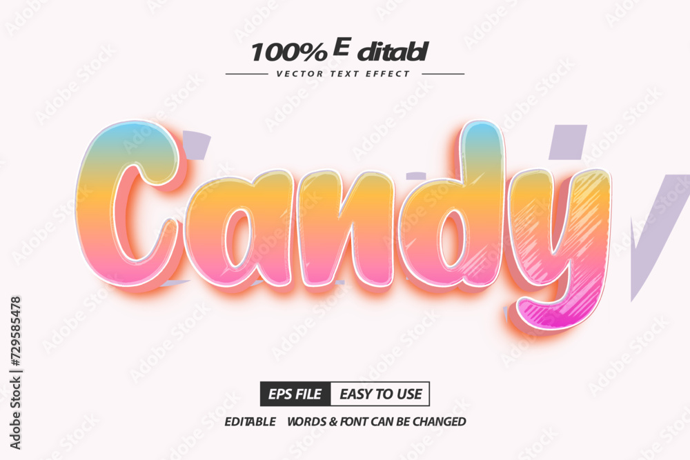 Candy sweet and colorful text effect editable style