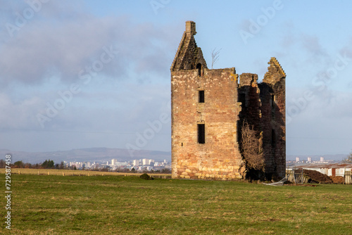 Gilbertfield Castle is a ruined 17th-century castle in South Lanarkshire, Scotland. UK. It is located on the north slope of Dechmont Hill, just outside Cambuslang, to the south-east of Glasgow. 