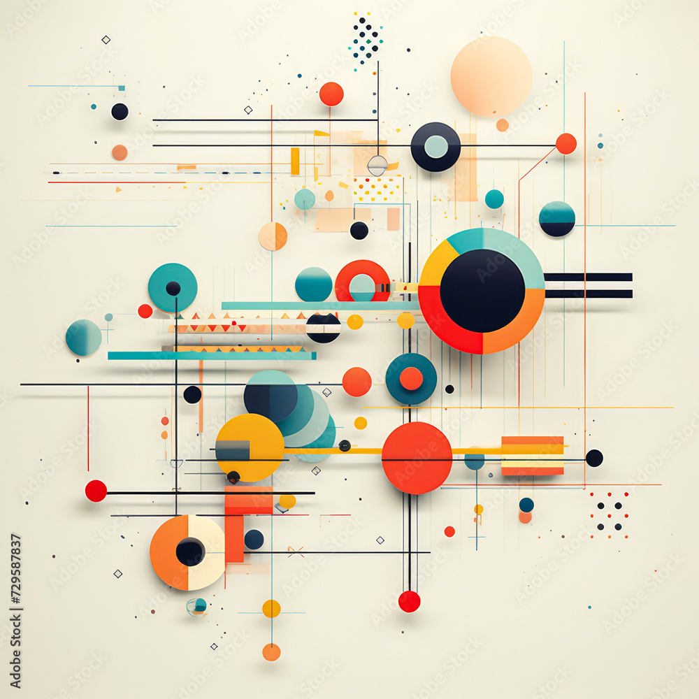 Harmony in geometry, muted palette of circles and lines, abstract aesthetic background. Harmony in geometry, muted palette of circles and lines, abstract aesthetic background.