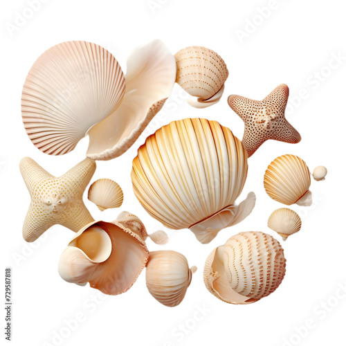 3D Rendering of a Seashell on Transparent Background - Ai Generated