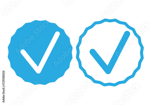 Icono azul de casilla azul de verificación.