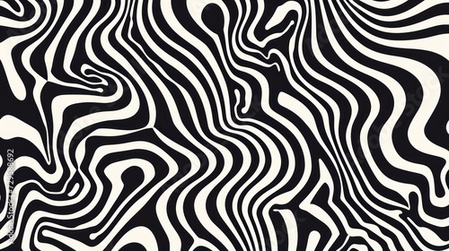 A black and white background with waves, swirls, and twisted pattern