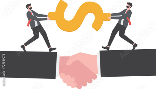 Competition. Businessmen compete for profit in the company. vector illustration

