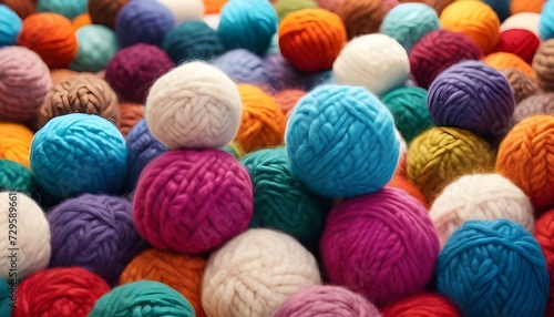 colorful wool yarn background, wide view