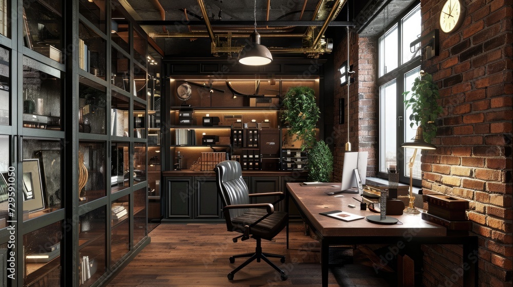 Modern Loft Office: Creative Workplace Concept with Stylish Furniture and Industrial Touch