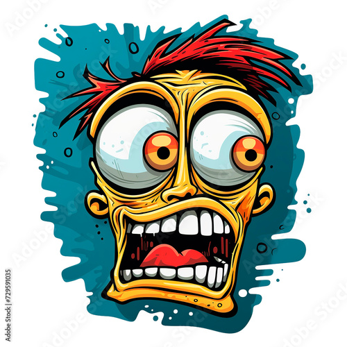 Angry cartoon monster face on grunge background
