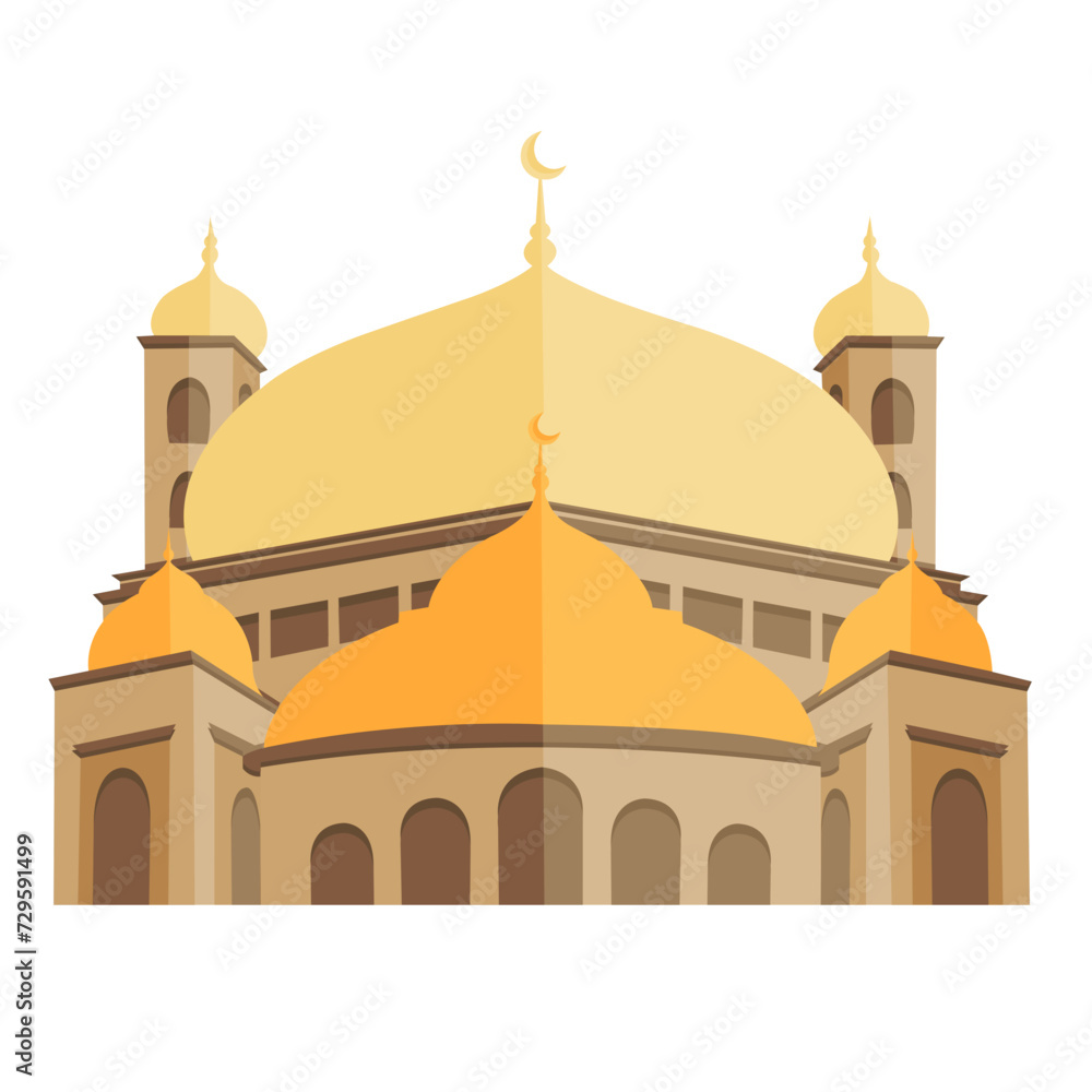 Modern Islamic Building with Flat Style Vector Design