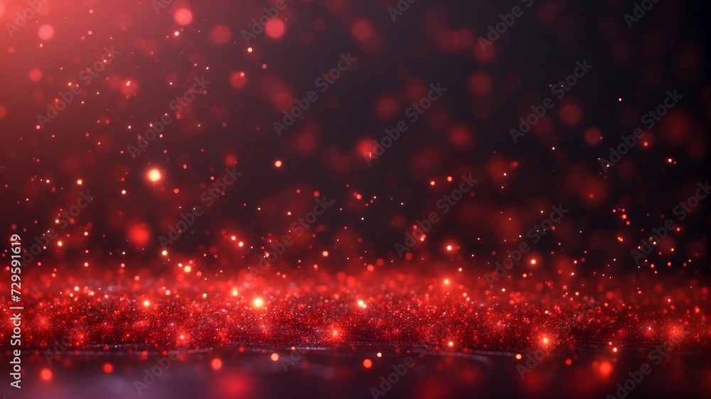 red glow particle bokeh background, abstract glitter wallpaper illustration