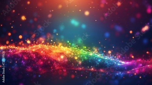 rainbow glow particle bokeh background  abstract glitter wallpaper illustration