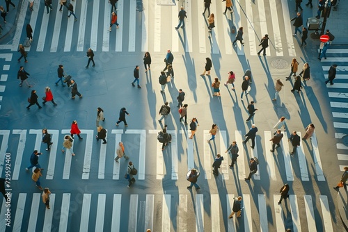 Group of People Walking Across a Crosswalk
