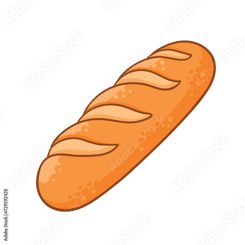 Vector illustration loaf of bread isolated on white background. Fresh baked bread