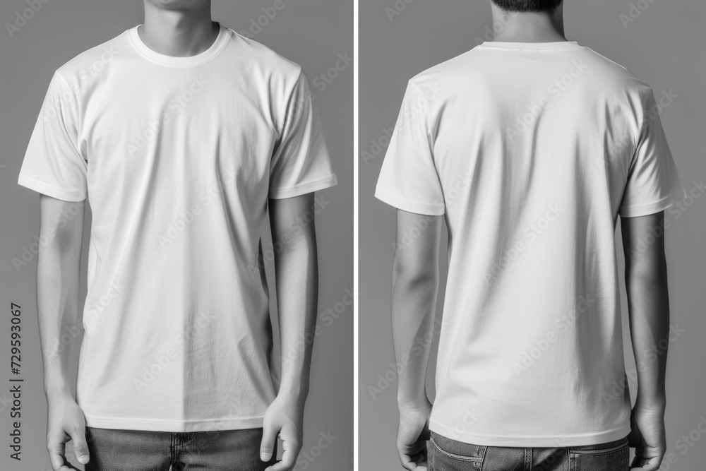 White t-shirt template on a mannequin, front and back views Stock Photo ...