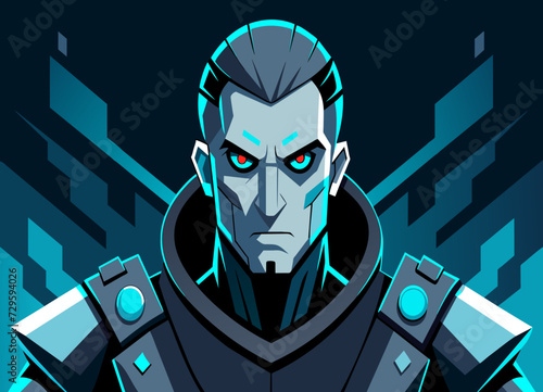 A futuristic, cyber-enhanced mercenary with cybernetic implants. vektor illustation
