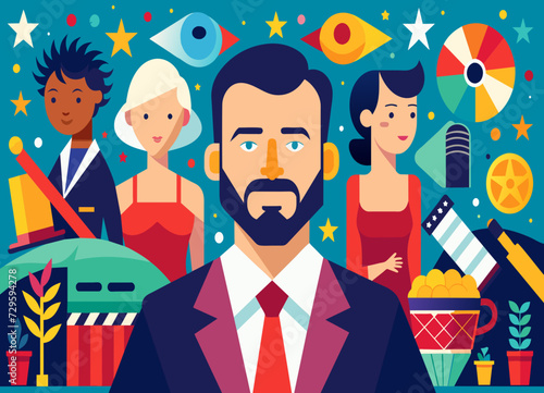 A world-renowned international film festival with celebrities from various countries. vektor illustation