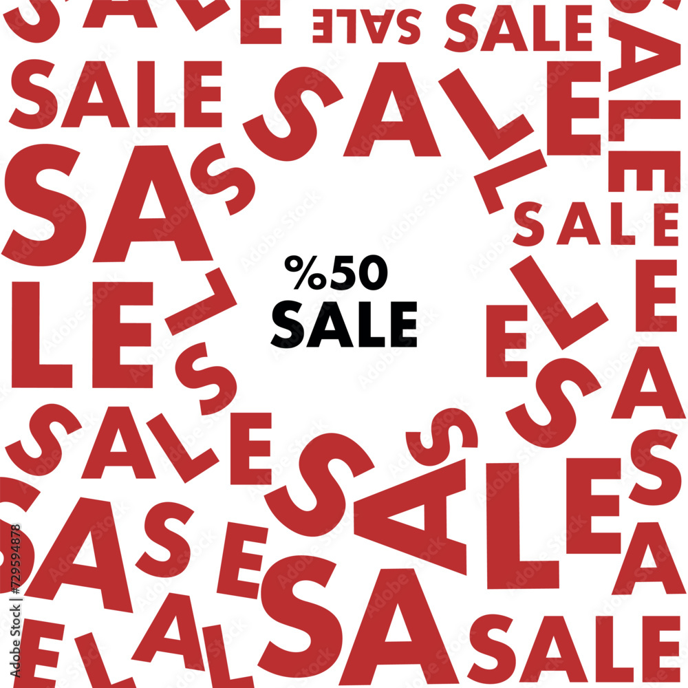 Sale text 50 discount advert background