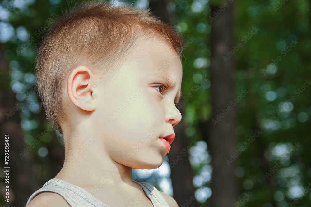Happy child in nature in the park near the water travel Happy child in nature in the park near the water travel