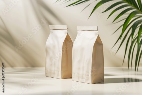 Blank paper packaging for coffee or tea. 3D rendering. photo