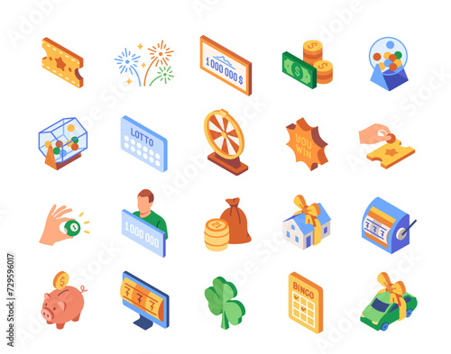Vector Set of lottery related colorful icons