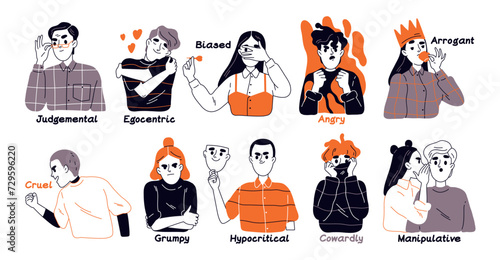 Vector Set of Negative personality traits
