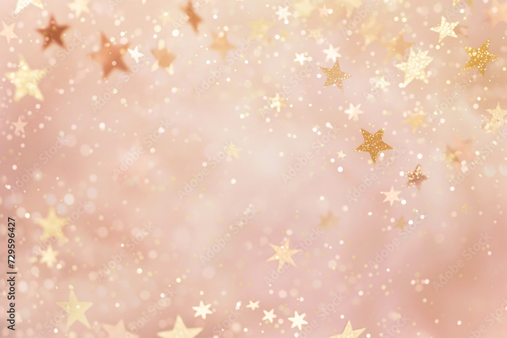 Birthday Background Pastel Peach Colours delicate powder pink Glitter Stars falling with soft caramel brown copy space Birthday Background Pastel Peach Colours delicate powder pink Glitter Stars falling with soft caramel brown copy space
