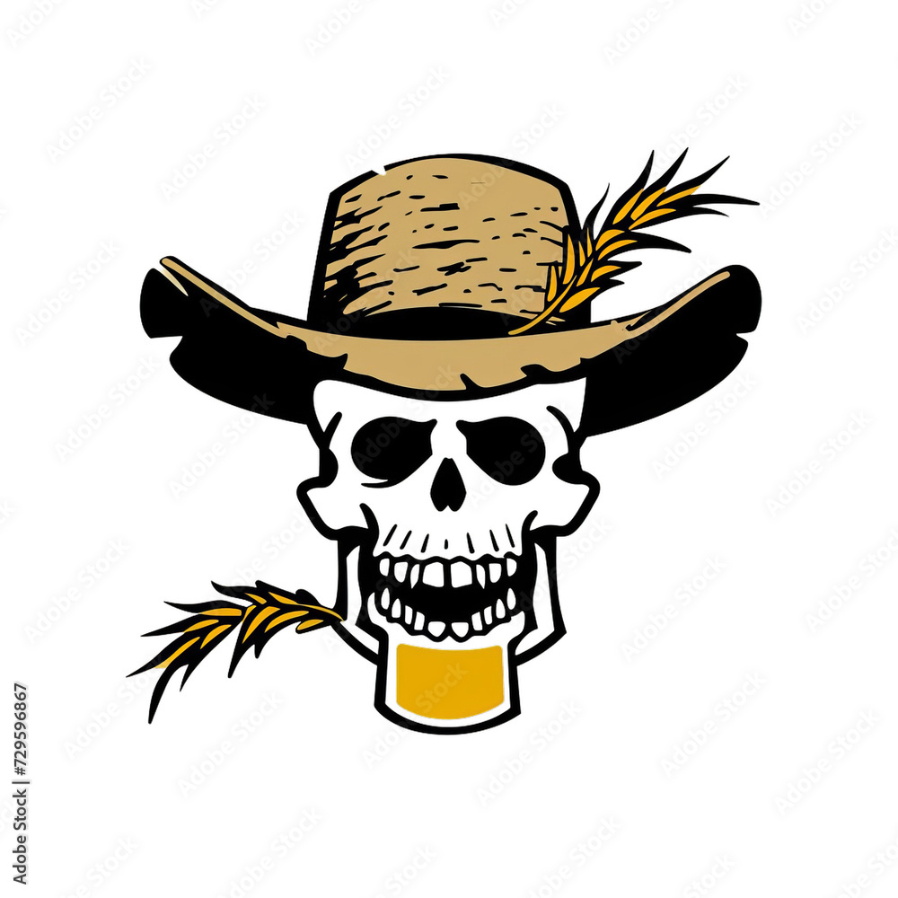 Skull Wearing Cowboy Hat and Holding a Beer Skull Wearing Cowboy Hat and Holding a Beer