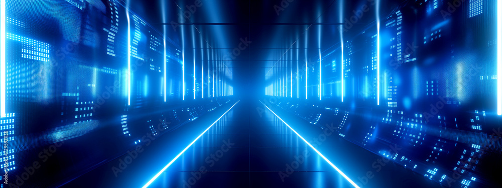 Techno neon futuristic background in blue tones. Techno neon futuristic background in blue tones.