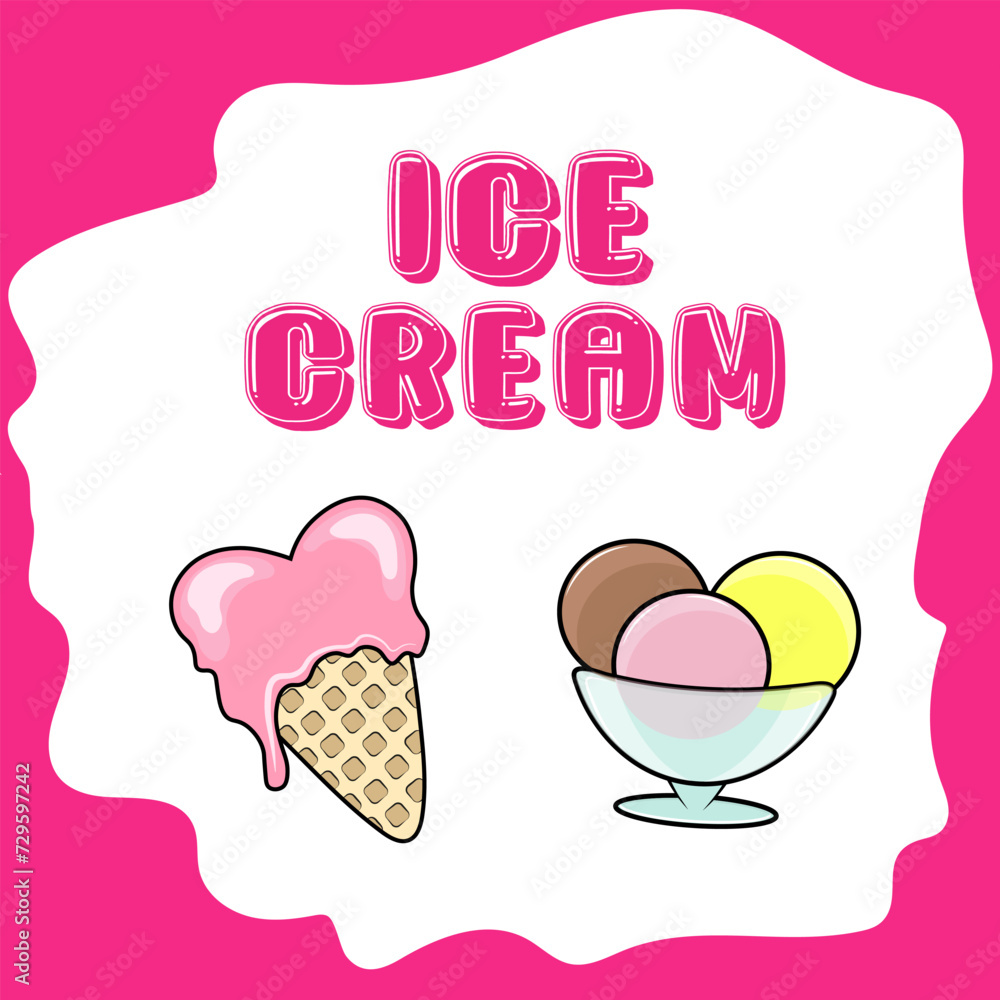 banner with ice cream hot pink banner with ice cream hot pink