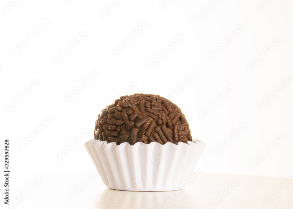 Chocolat Brigadeiro Brazilian sweet isolated on white background in front view Chocolat Brigadeiro Brazilian sweet isolated on white background in front view