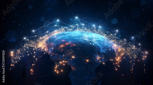 Global network connections over the globe