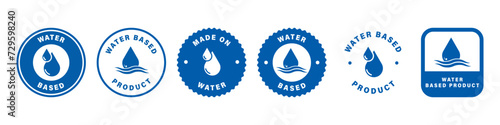 Water Based - vector round labels for product packaging. Made on water - stickers.