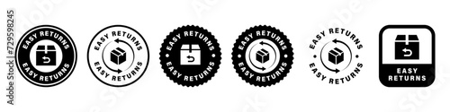 Easy Returns - vector label collection for product packaging.