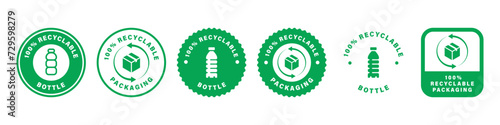 Recyclable bottle and packaging - vector stickers for bottles and product packaging.