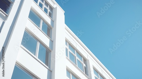 Modern apartment buildings on a sunny day with a blue sky. Facade of a modern apartment building