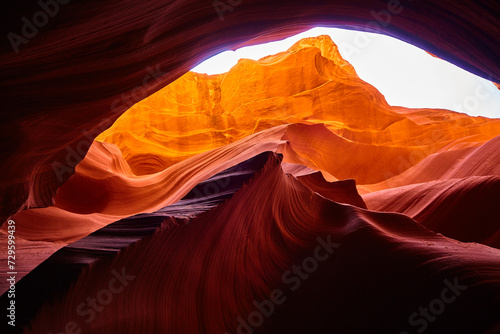 Antelope Canyon's Radiant Glow - Sunlit Slot Canyon Walls