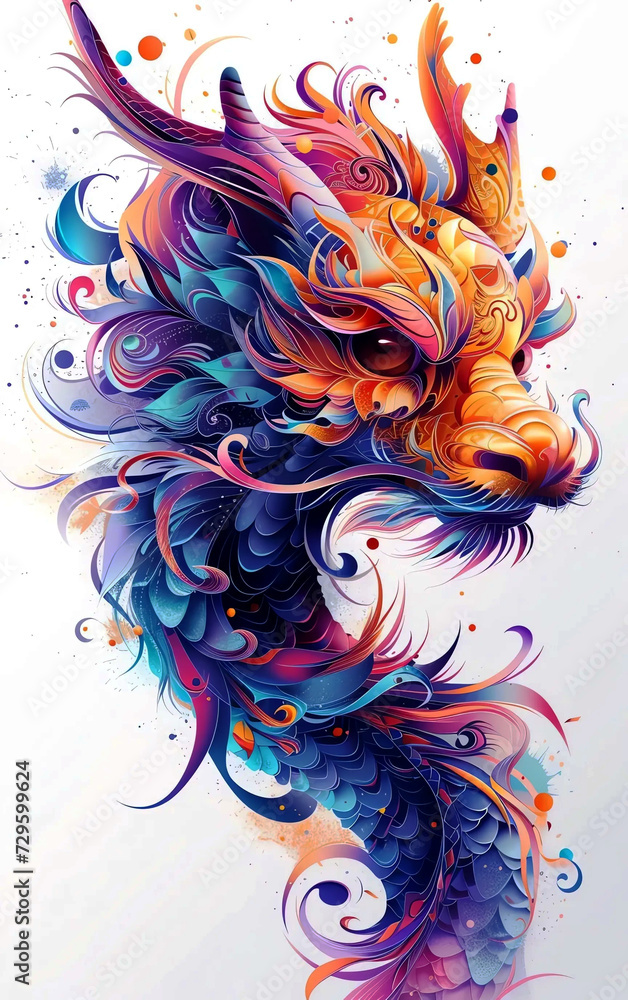 Year of the dragon Chinese new year. traditional design with colorful dragon. lunar new year concept, modern design. 