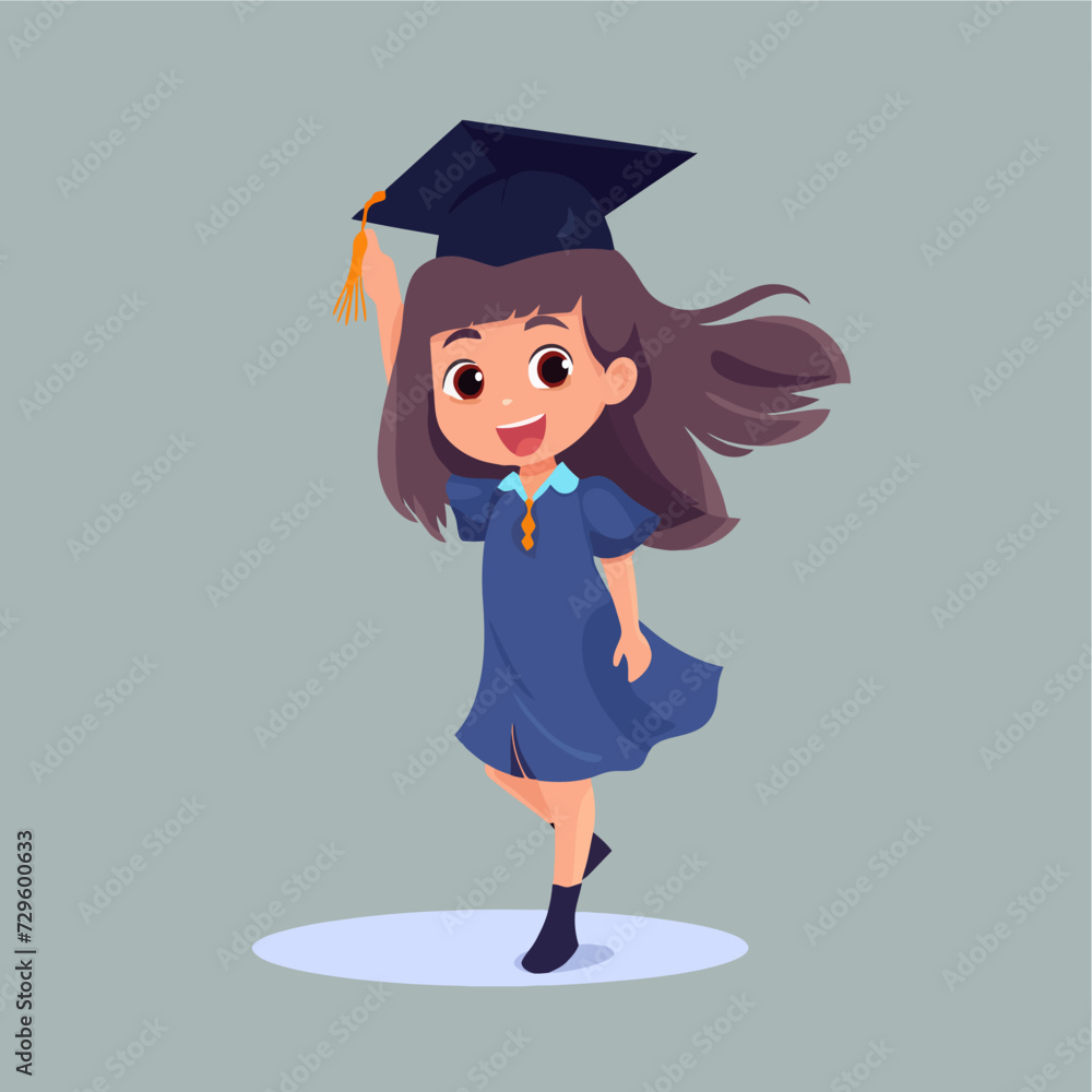 child with graduation cap illustration child with graduation cap illustration