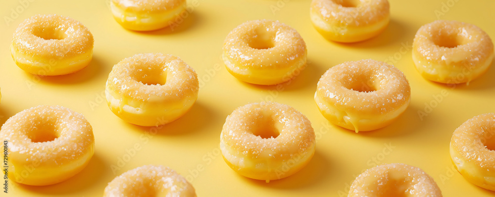 colorful yellow donuts on yellow background colorful yellow donuts on yellow background