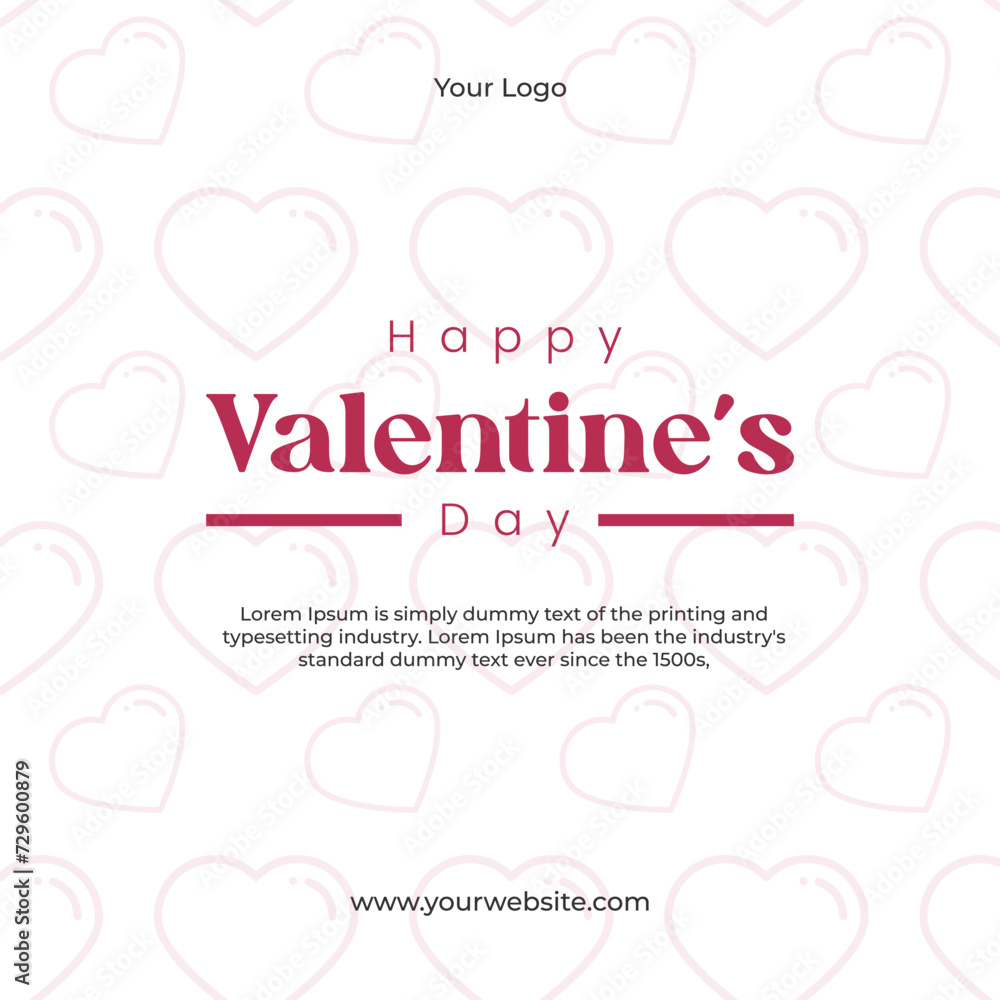 Happy Valentine's Day post template for social media. Valentine's Day social media post. Happy Valentines Day