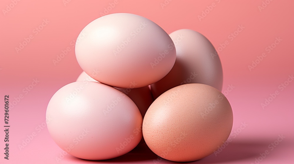 Fototapeta premium painted chicken eggs on a peach background