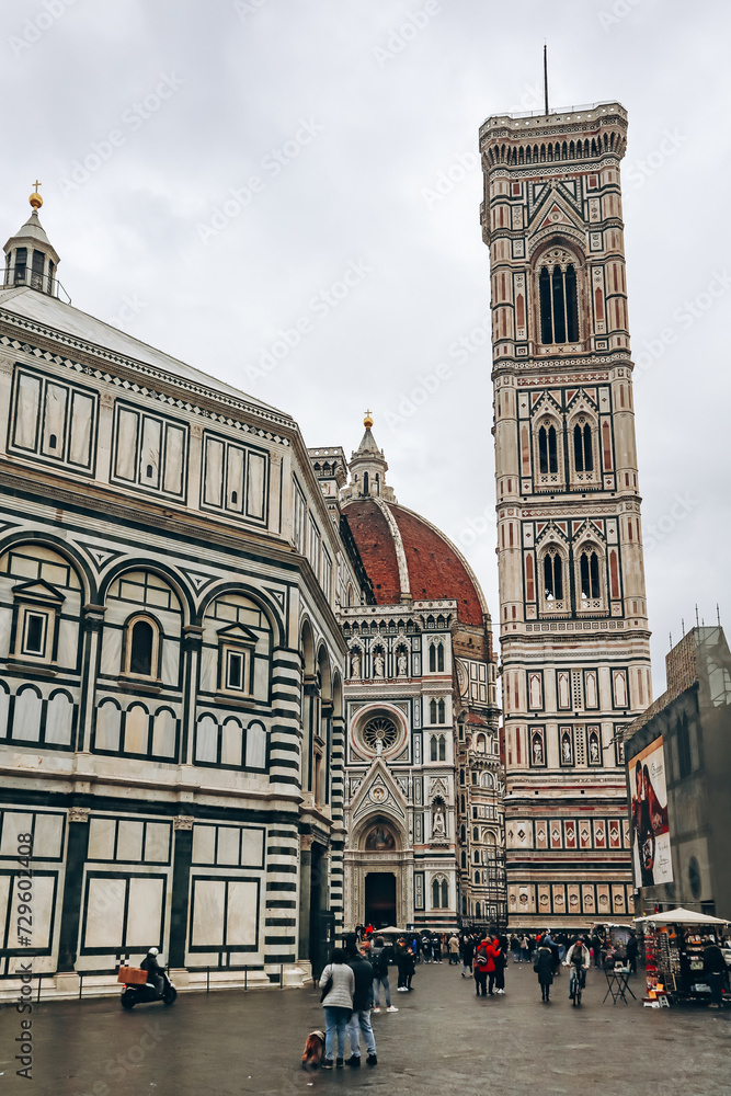 Florence, Italy - 29 December, 2023: Cathedral of Santa Maria del Fiore (Saint Mary of the Flower) in Florence, Italy
