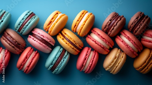 A symphony of colorful macarons, representing delicate pastry delights
