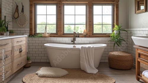 A serene bathroom with a freestanding bathtub