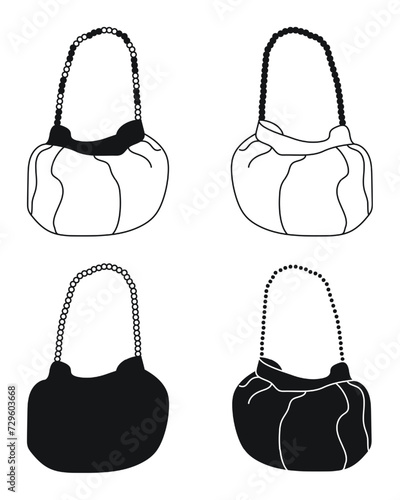 Silhouette of a woman bag, handbag, purse, clutch, luggage, baggage