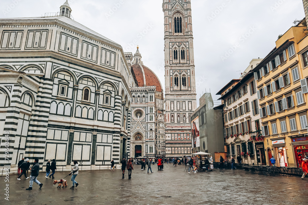 Fototapeta premium Florence, Italy - 29 December, 2023: Cathedral of Santa Maria del Fiore (Saint Mary of the Flower) in Florence, Italy