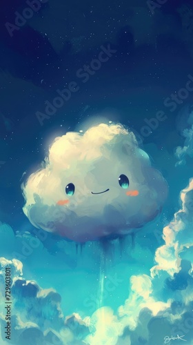 Cute smiling little cloud puffer, generative ai