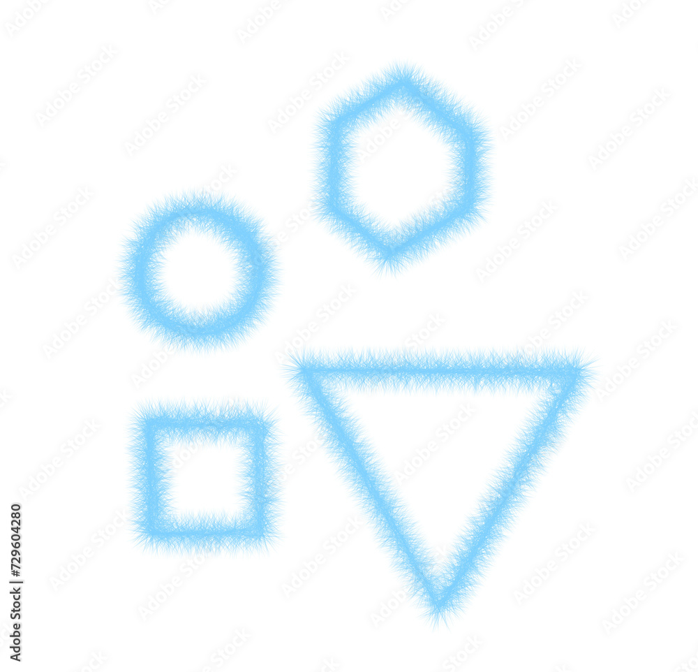 various geometric shapes with fluffy texture , isolated various geometric shapes with fluffy texture , isolated