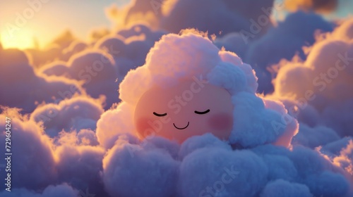 Cute smiling little cloud puffer, generative ai
