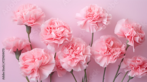 Pink Carnation Flowers Bathed in Aesthetic Sunlight,, AI Generated pink carnation flowers. Mother's day, Valentine's Day background concept. Free Photo
