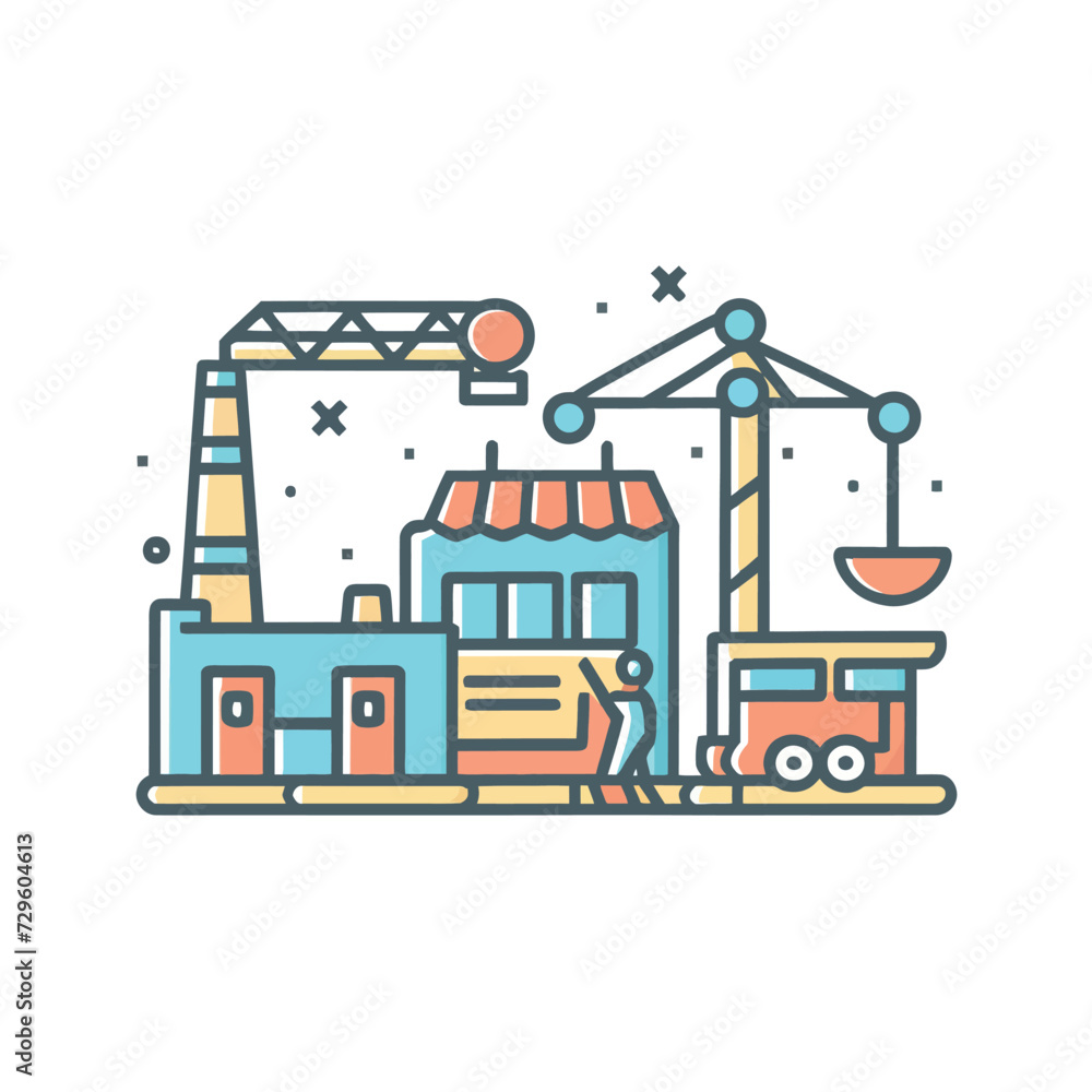 2d vector illustration icon, shape line , architecture factory industrial and town with home
2d vector illustration icon, shape line , architecture factory industrial and town with home